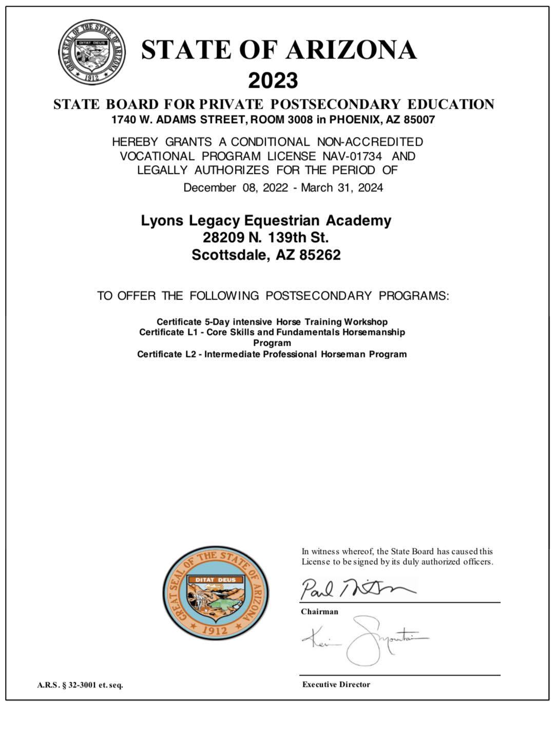 Equine Certification Program